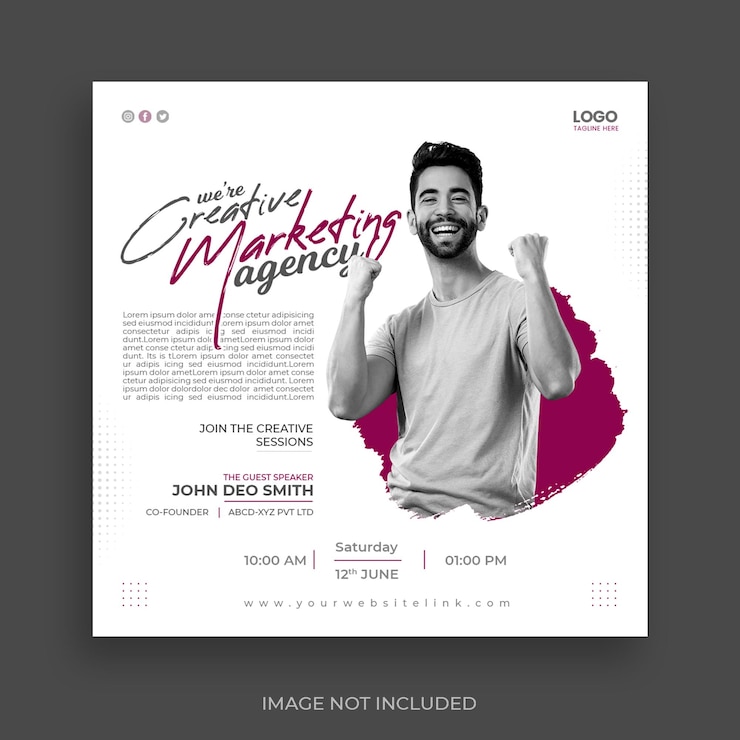 Publicación de seminario web en línea en las redes sociales o plantilla de banner cuadrado