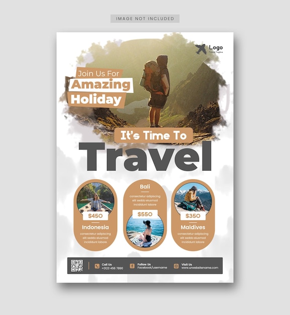 Publicación de viajes y recorridos en redes sociales publicación de instagram o plantilla de banner web