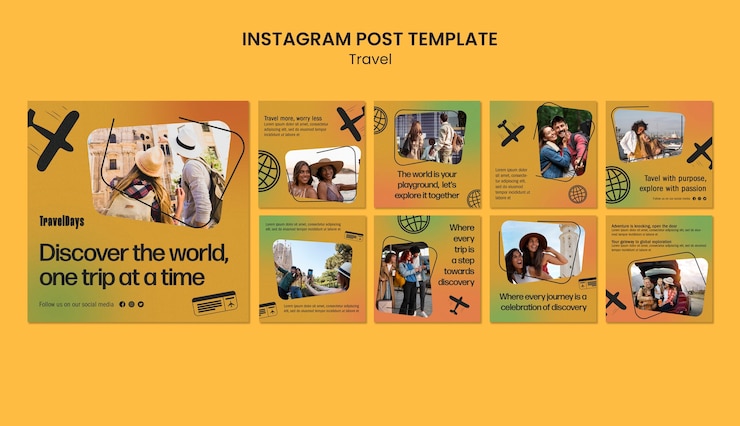 PSD gratuito publicaciones de aventuras de viaje en instagram