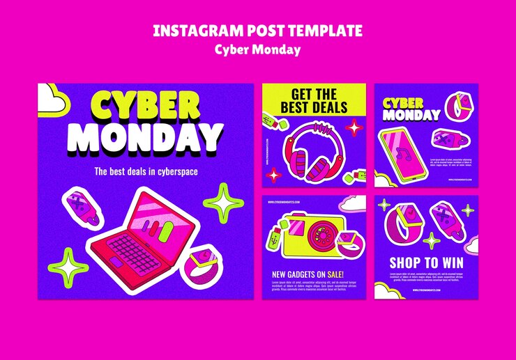 PSD gratuito las publicaciones de cyber monday en instagram