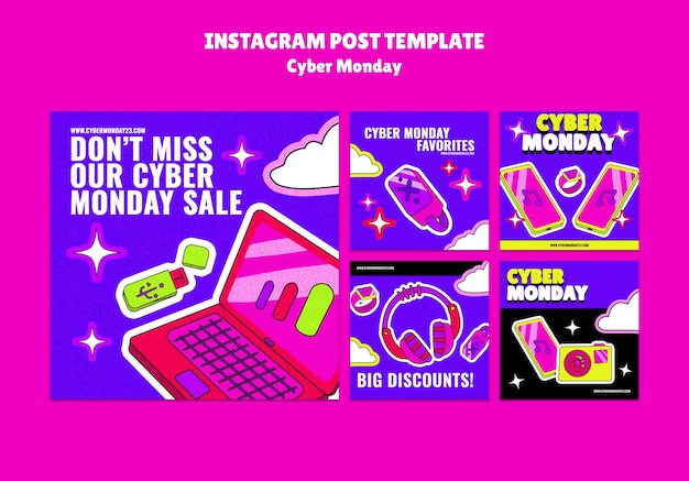 PSD gratuito las publicaciones de cyber monday en instagram