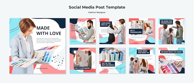 PSD gratuito publicaciones de diseñadores de moda en redes sociales