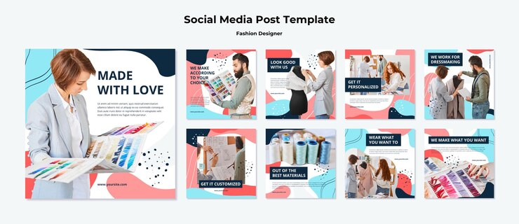 PSD gratuito publicaciones de diseñadores de moda en redes sociales