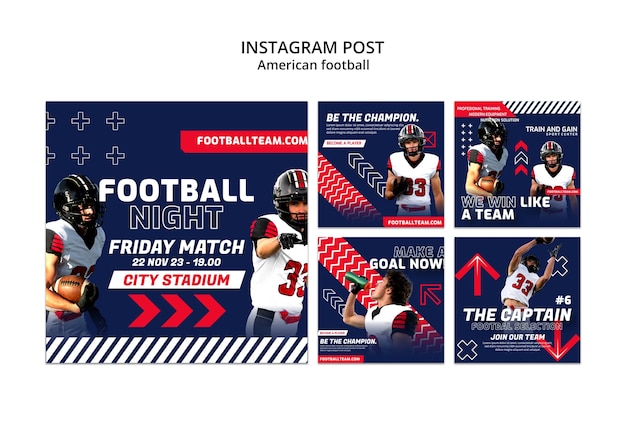 PSD gratuito las publicaciones de fútbol americano en instagram