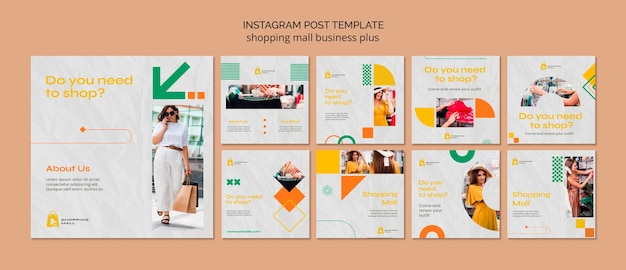 PSD gratuito publicaciones geométricas de instagram del centro comercial