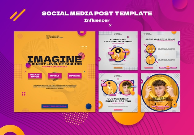 Publicaciones de influencers en redes sociales