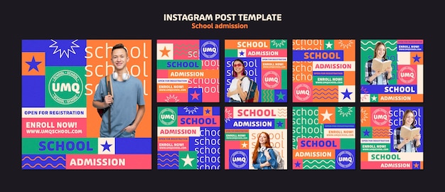 Publicaciones de instagram de admisión a la escuela de diseño plano