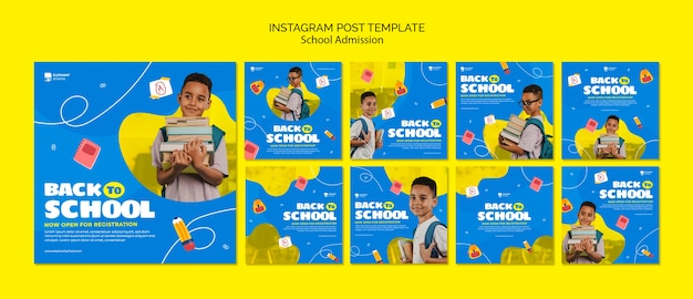 Publicaciones de instagram de admisión a la escuela de diseño plano