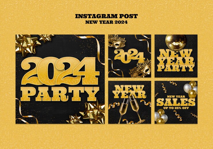 PSD gratuito las publicaciones de instagram del año nuevo 2024