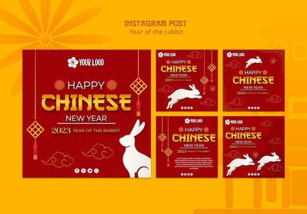 PSD gratuito publicaciones de instagram del año nuevo chino