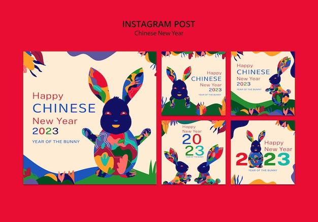 PSD gratuito publicaciones de instagram del año nuevo chino