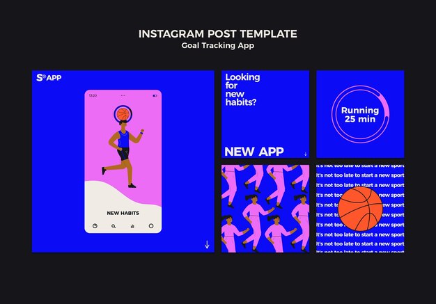 Publicaciones de instagram de la aplicación de seguimiento de objetivos