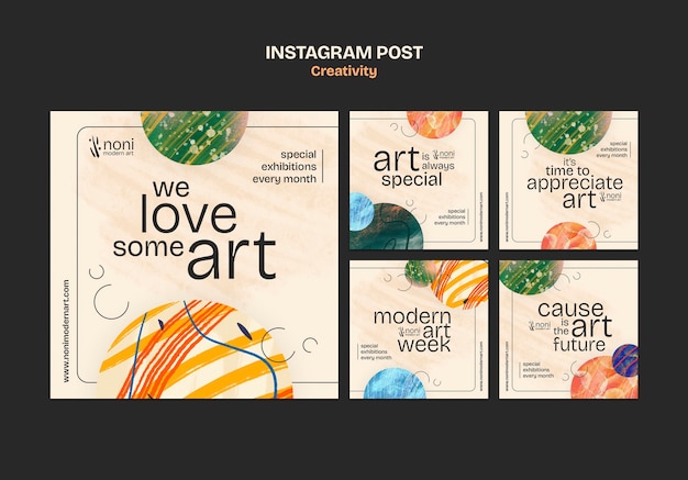 PSD gratuito las publicaciones de instagram de arte espacial de acuarela