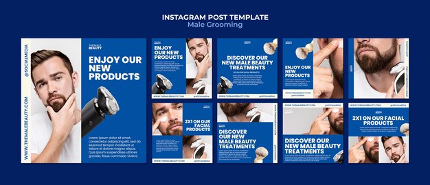 PSD gratuito publicaciones de instagram de aseo masculino