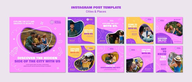 Publicaciones de instagram de aventura de viaje de diseño plano