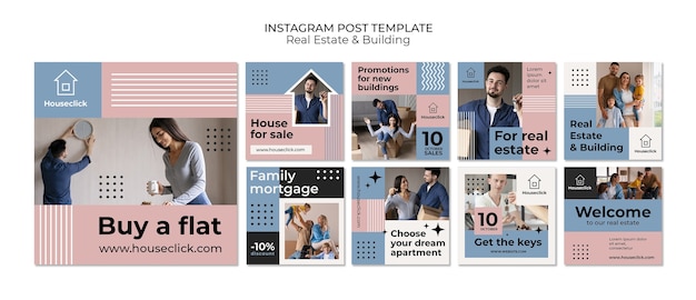 Publicaciones de instagram de bienes raíces y construcción.