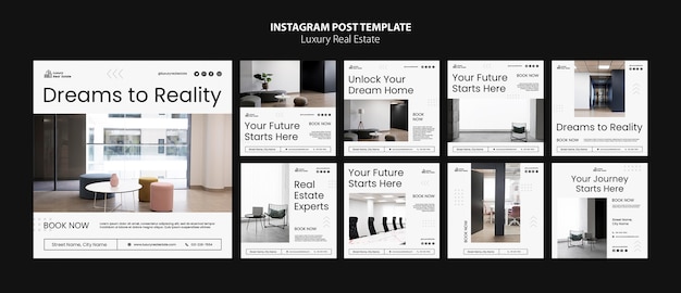 PSD gratuito publicaciones de instagram de bienes raíces de lujo