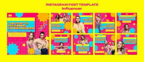 PSD gratuito publicaciones de instagram de carrera de influencer de diseño plano
