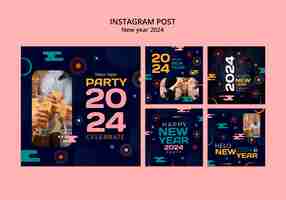 PSD gratuito publicaciones de instagram de celebración del año nuevo 2024.