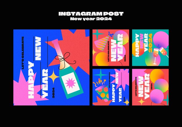 Publicaciones de instagram de celebración de año nuevo degradado
