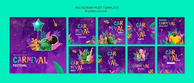 PSD gratuito las publicaciones de instagram de la celebración del carnaval brasileño