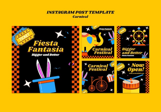 PSD gratuito las publicaciones de instagram de la celebración del carnaval