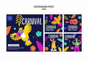 PSD gratuito las publicaciones de instagram de la celebración del carnaval