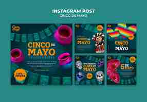 PSD gratuito las publicaciones de instagram de la celebración del cinco de mayo