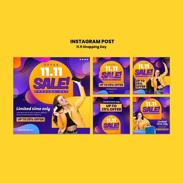 Publicaciones de instagram de celebración del día de compras.