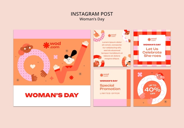 PSD gratuito publicaciones de instagram de celebración del día de la mujer