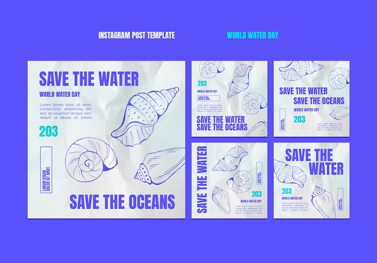 PSD gratuito publicaciones de instagram de celebración del día mundial del agua