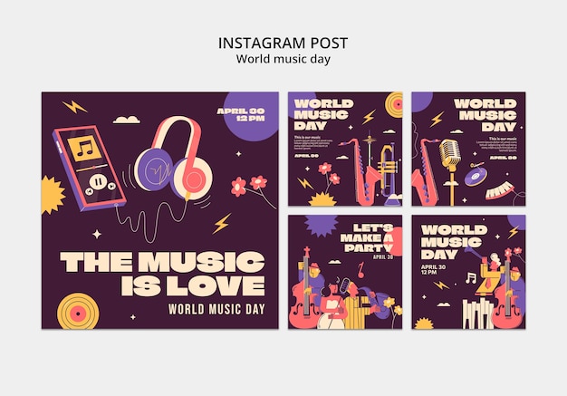 Publicaciones de instagram de celebración del día mundial de la música