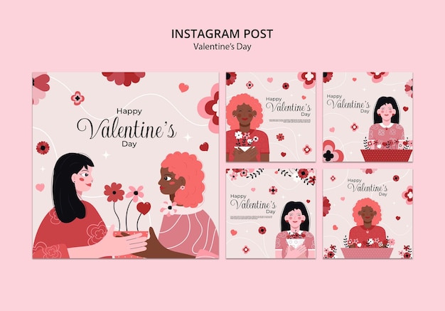 PSD gratuito publicaciones de instagram de celebración del día de san valentín