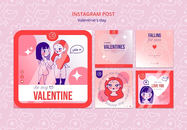 PSD gratuito publicaciones de instagram de celebración del día de san valentín