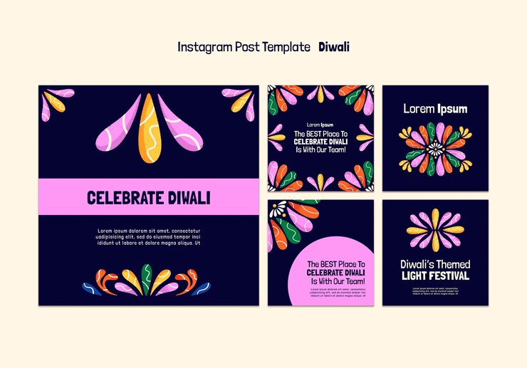 PSD gratuito publicaciones de instagram de celebración del festival de las luces.