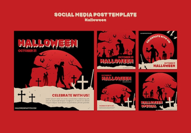 PSD gratuito las publicaciones de instagram de la celebración de halloween