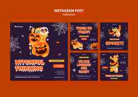 PSD gratuito las publicaciones de instagram de la celebración de halloween