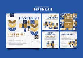 PSD gratuito publicaciones de instagram de celebración de hanukkah