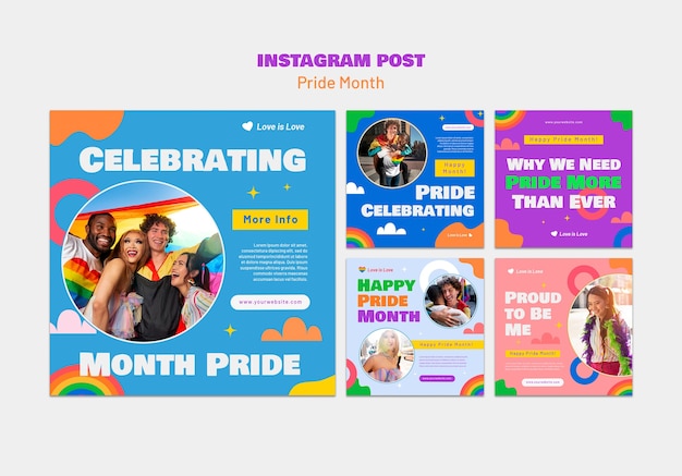 Publicaciones de instagram de celebración del mes del orgullo