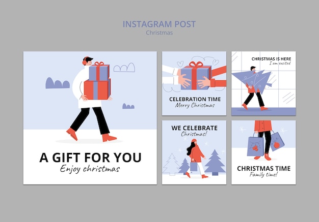PSD gratuito publicaciones de instagram de celebración de navidad