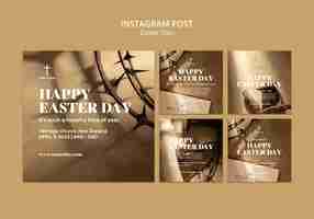 PSD gratuito publicaciones de instagram de celebración de pascua