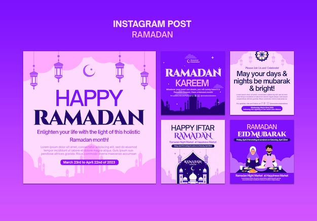 PSD gratuito publicaciones de instagram de celebración de ramadán