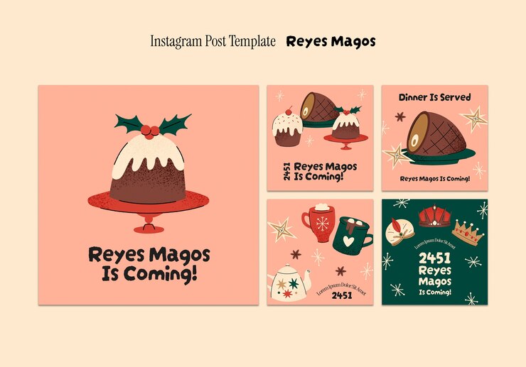 PSD gratuito las publicaciones de instagram de la celebración de reyes magos
