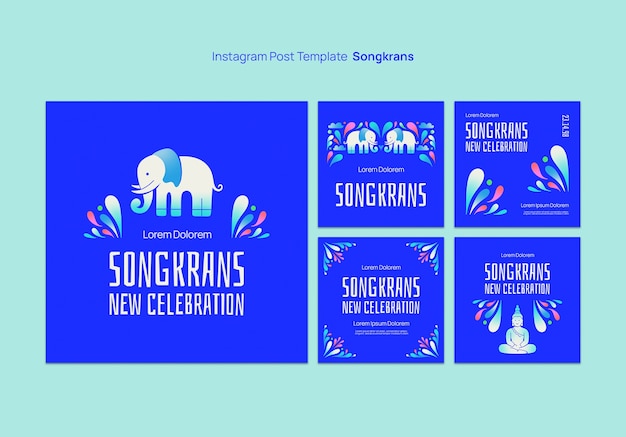 PSD gratuito las publicaciones de instagram de la celebración de songkran