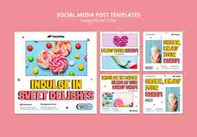 PSD gratuito publicaciones de instagram de colores pastel de caramelo
