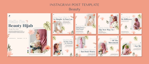 PSD gratuito publicaciones de instagram de concepto de belleza de acuarela