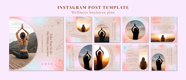 PSD gratuito publicaciones de instagram de concepto de bienestar