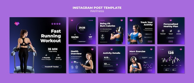 Publicaciones de instagram de concepto de bienestar