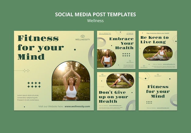 PSD gratuito publicaciones de instagram de concepto de bienestar