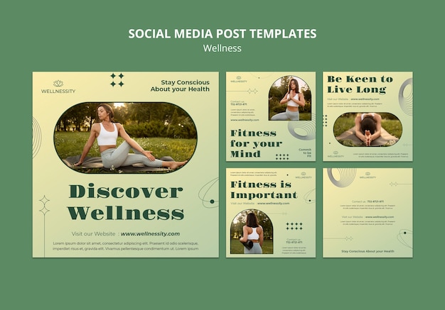 PSD gratuito publicaciones de instagram de concepto de bienestar